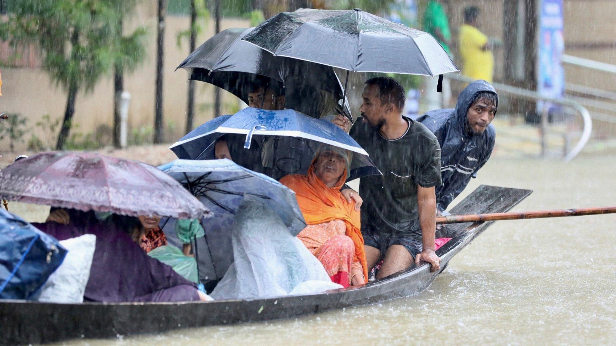 Floods in India and Bangladesh have killed dozens and trapped millions more people.