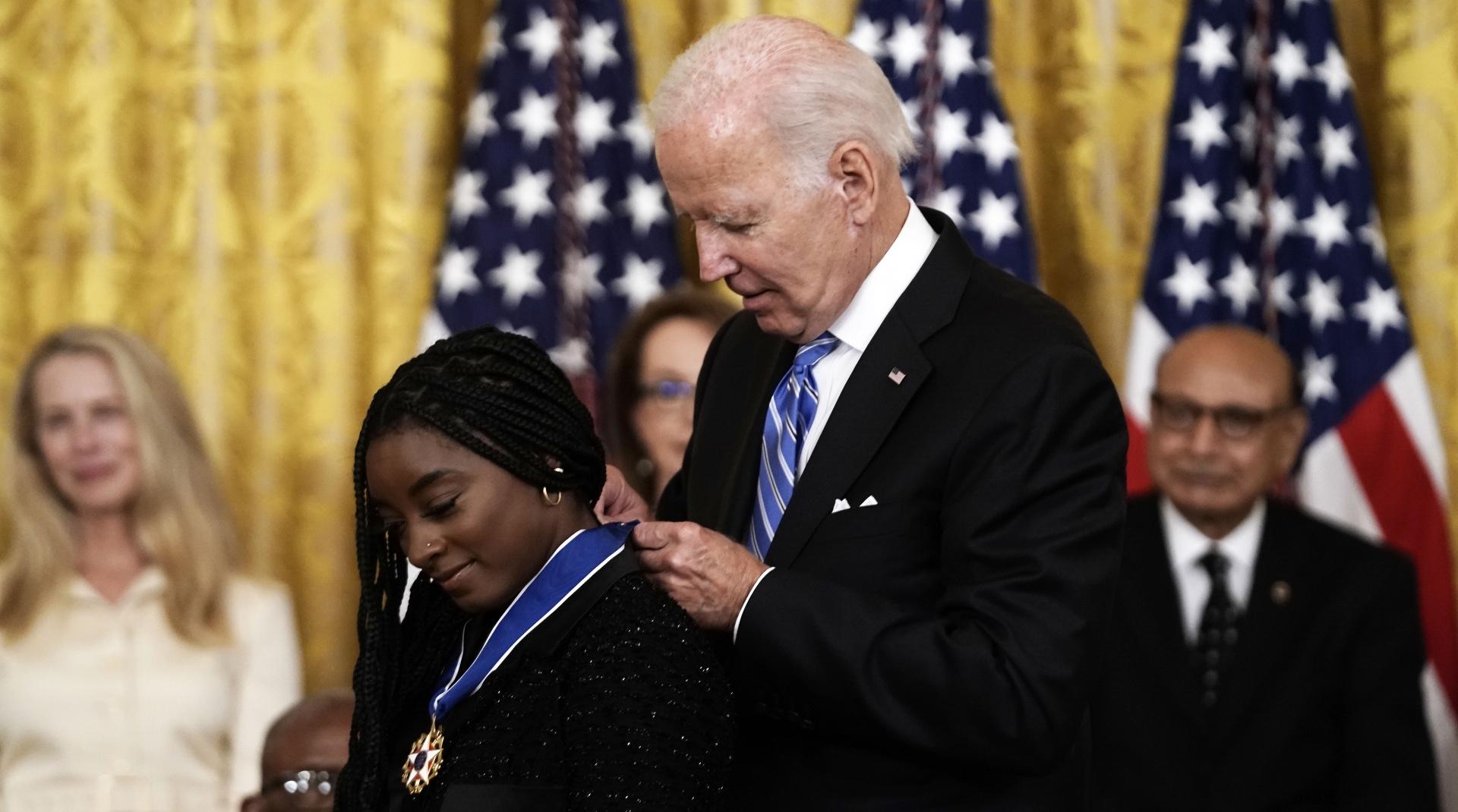 The United States highest civilian honour has been bestowed upon gymnast Simone Biles.