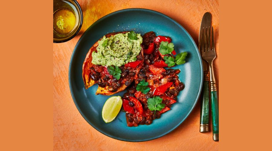 Chilli Non-Carne, Baked Sweet Potato And Guac | Feedhour
