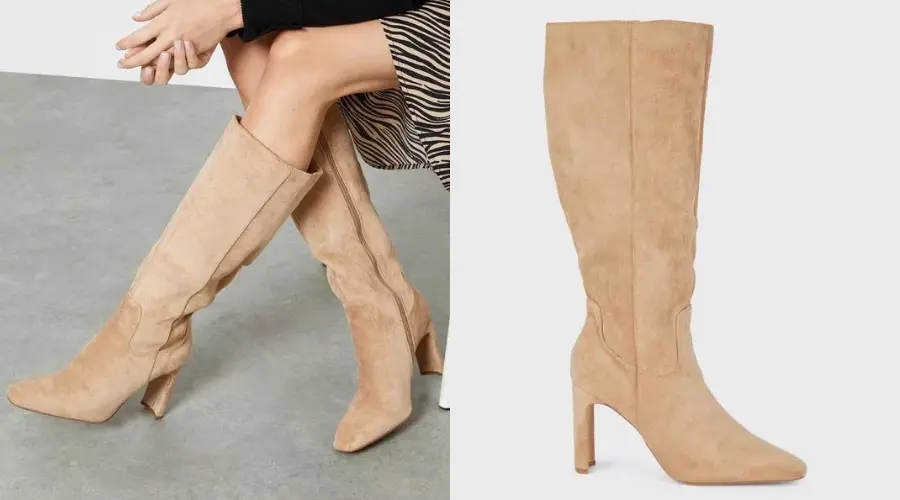 Kami Flat Faux Suede Knee High Boots is a good combination with skinny jeans