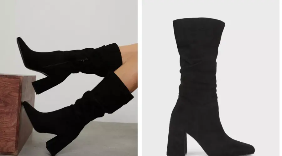 Keira Ruched Knee Boots made of a smooth synthetic material
