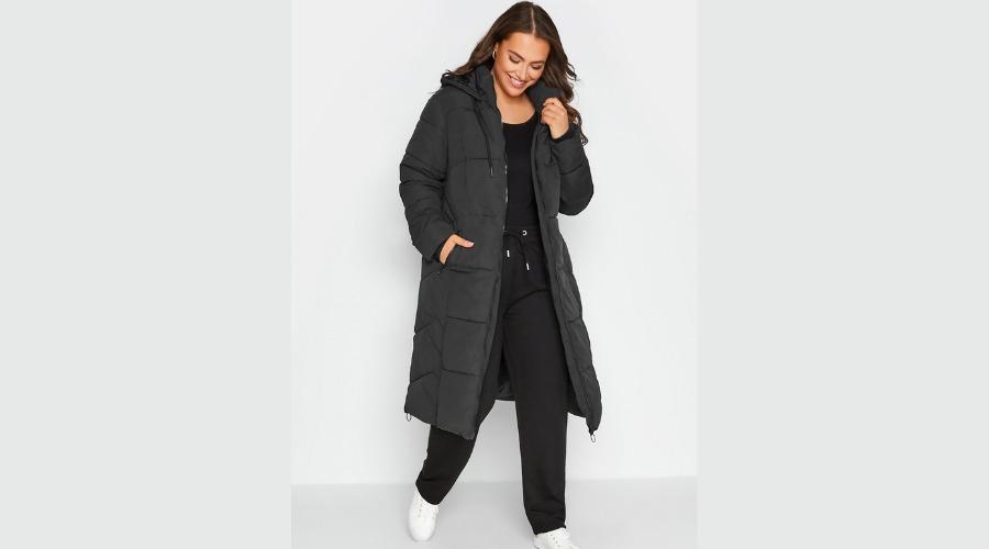 Black Hooded Puffer Maxi Coat