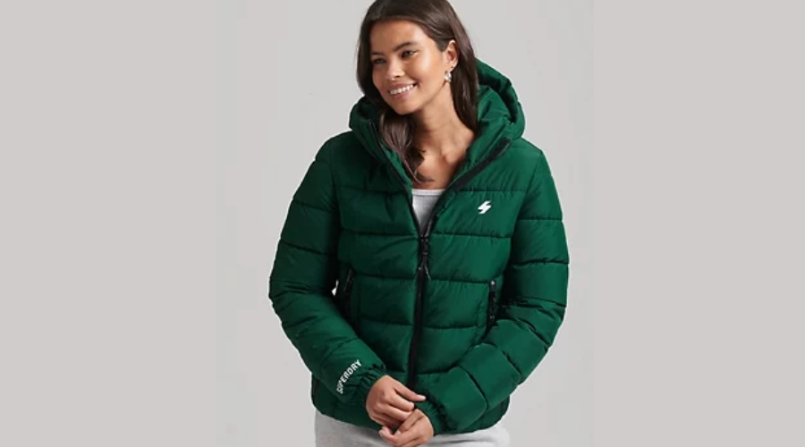 Green cropped puffer jacket