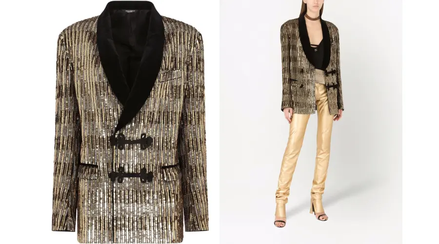 Dolce & Gabbana sequin-embellished shawl-lapel jacket