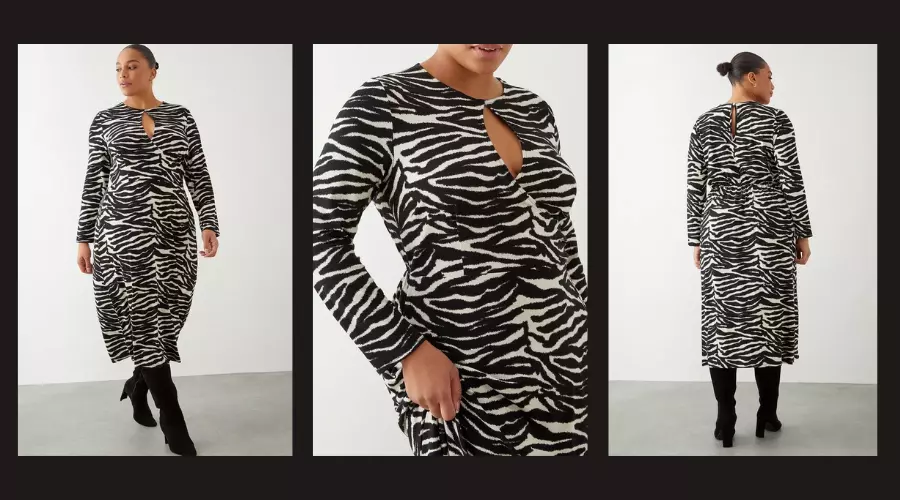 Curve Zebra Keyhole Midi Dress