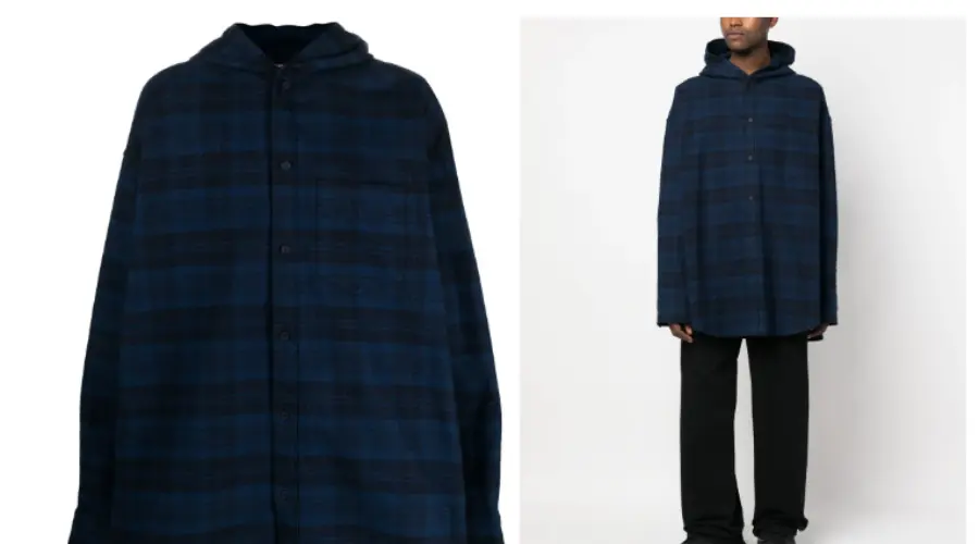 Balenciaga checked hooded shirt coat