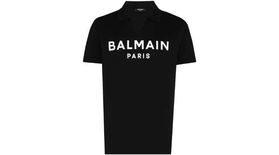 Balmain-Logo-Print Polo Shirt