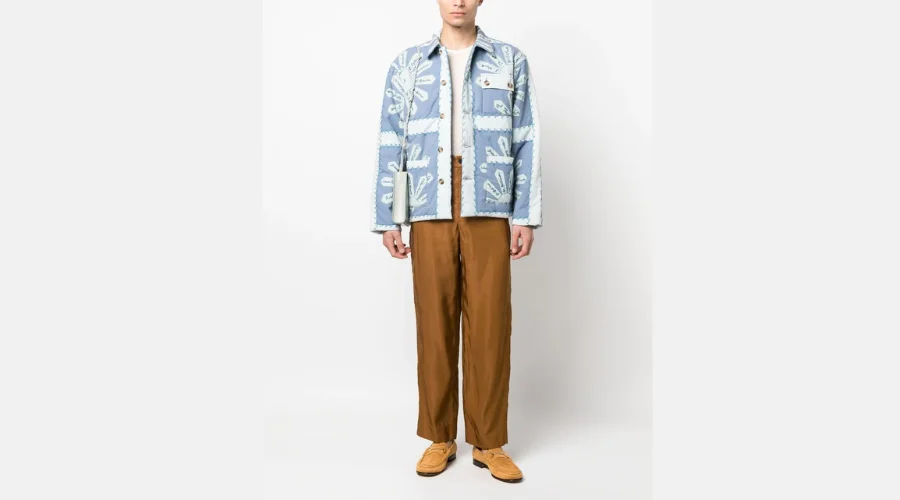 Bode floral-applique workwear shirt jacket