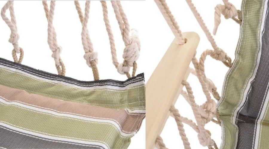 Hanging Hammock Chair - Green and White Coffee Stripes
