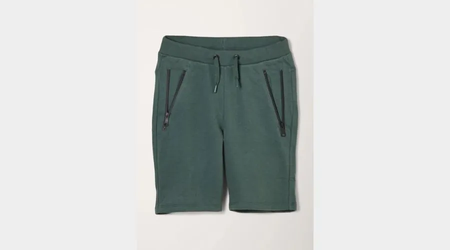Olive Green Sweat shorts with zip pockets