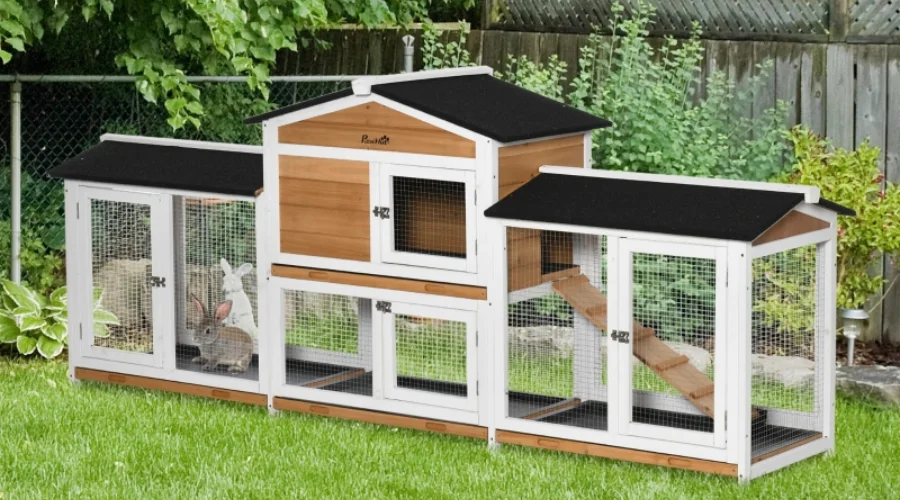 Hutch Small Animal House Pet Cage with 2 Runs Wood