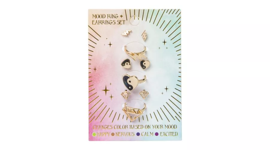 Mood ring & studs 6-piece