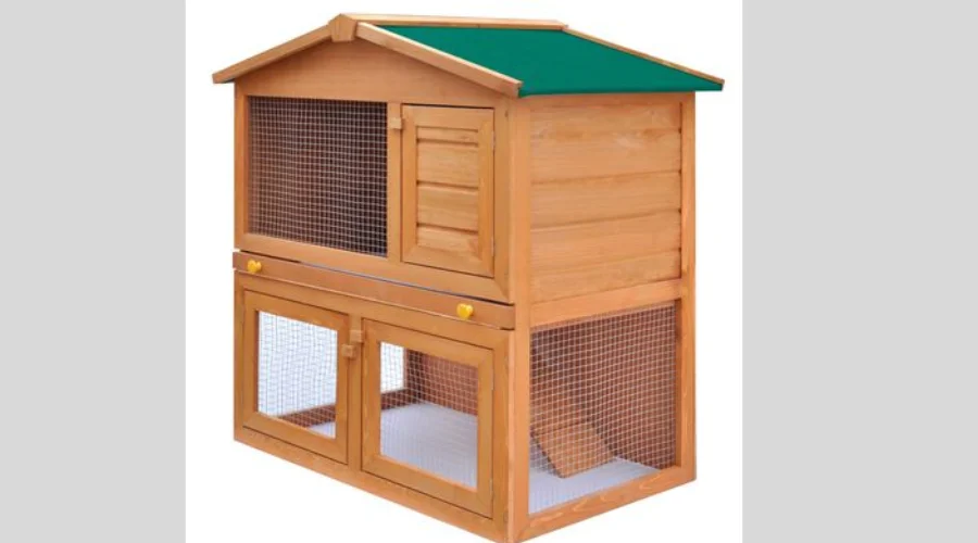 Outdoor Rabbit Hutch with Run Red and White Solid Fir Wood