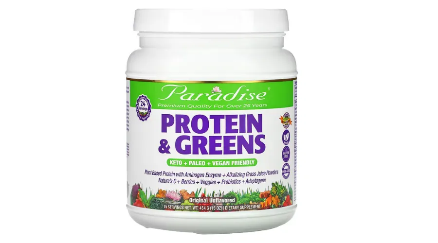 Paradise herbs, protein & greens, original unflavored, 16 oz (454 g)