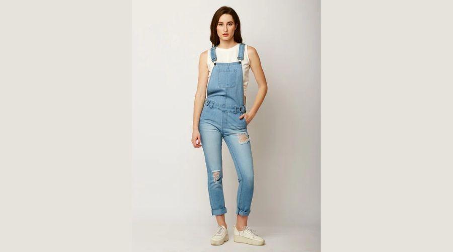 Miss Chase Lightly Washed Distressed Dungarees