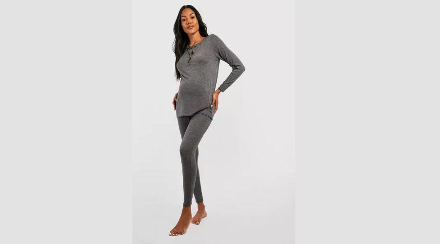 Maternity Button Front Long Sleeve Pyjama Set
