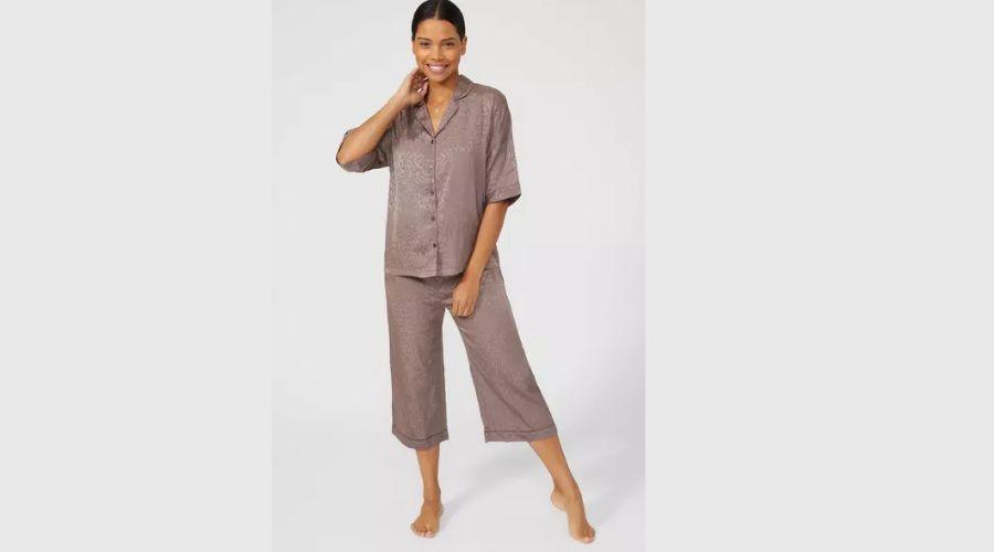 Animal Jacquard Satin Short Sleeve & Crop Set
