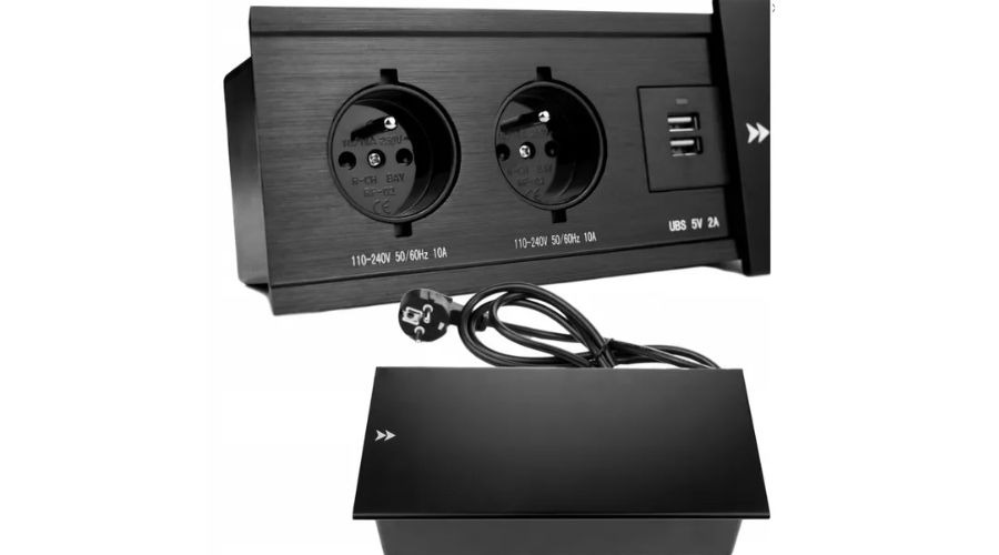 TRIPLE SOCKET RETRACTABLE IN COUNTERTOP OVERLATABLE SOCKET