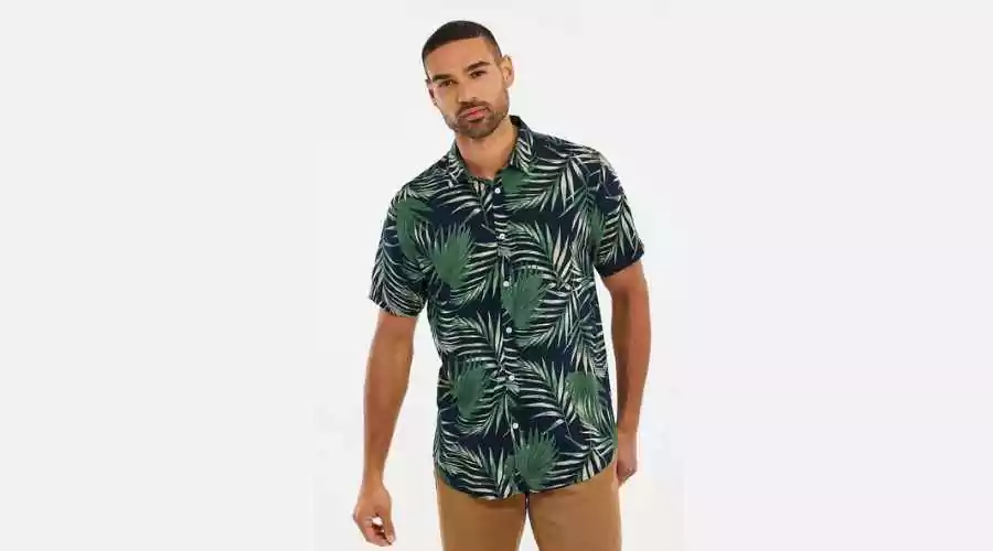 Arecales' Short Sleeve Tropical Print Shirt