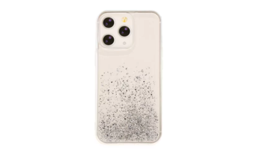 iPhone 13/13 Pro crystal phone case - silver glitter