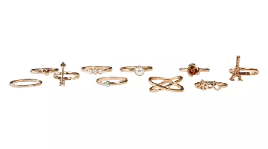 la vie en rose gold ring set