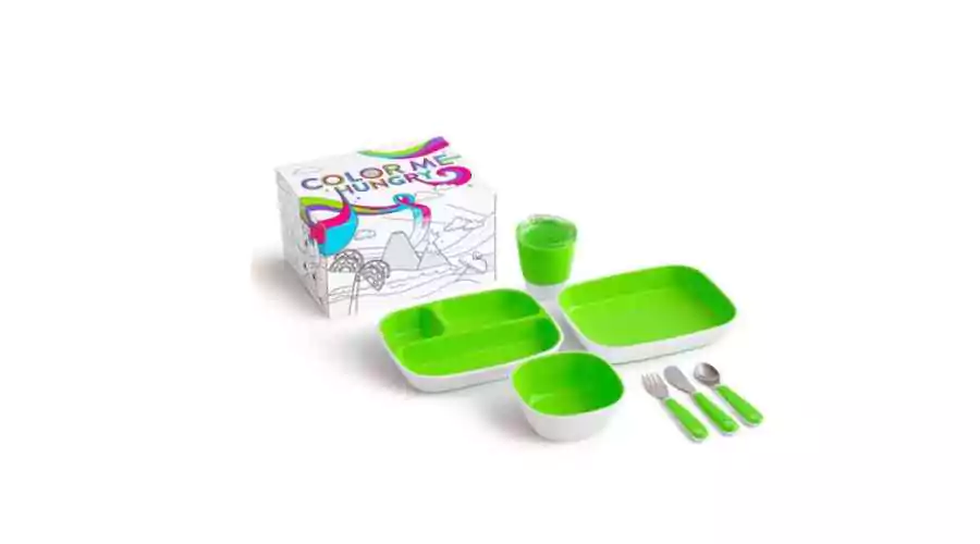 Munchkin 7-piece Dining Set Color Me Hungry green