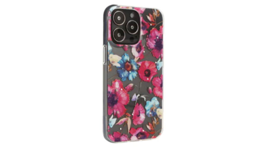 iPhone 13/13 Pro crystal phone case - poppy floral