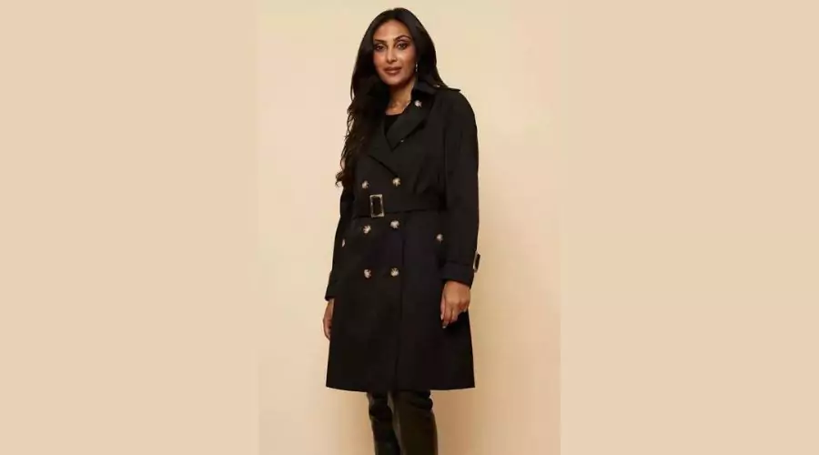 Wallis Petite Double-Breasted Trench Coat