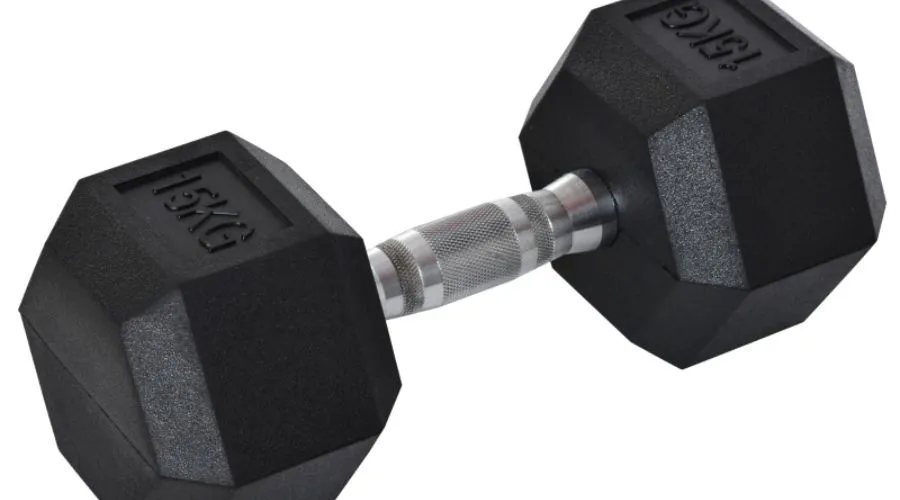 15KG Single Rubber Hex Dumbbell Portable Hand Weights Dumbbell