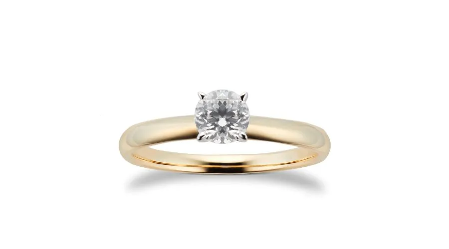 Goldsmiths 18ct Yellow Gold 0.46ct Diamond Solitaire Ring