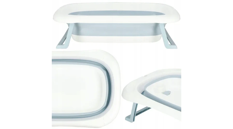 Mint and white silicone foldable bathtub for children