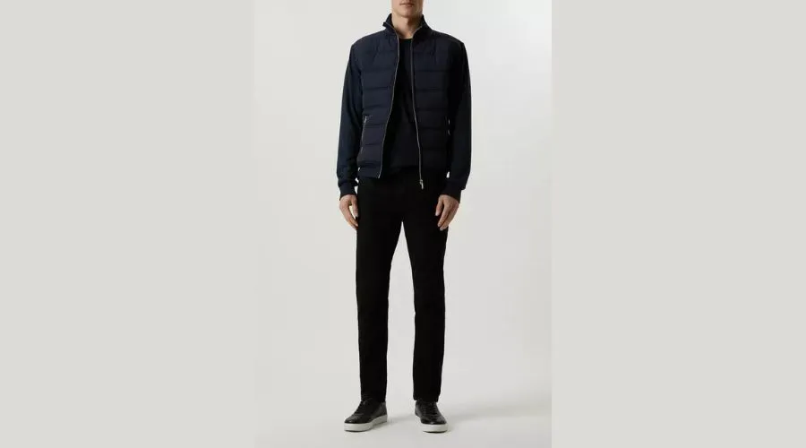 Navy Funnel Neck Quilted Hybrid Jacket