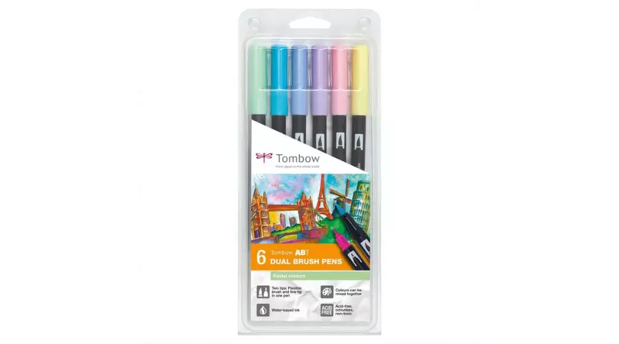 Tombow ABT Dual Brush Pen Pastel Colors Set of 6