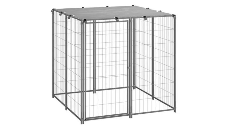Vida XL Dog Kennel Silver 43.3"x43.3"x43.3" Steel