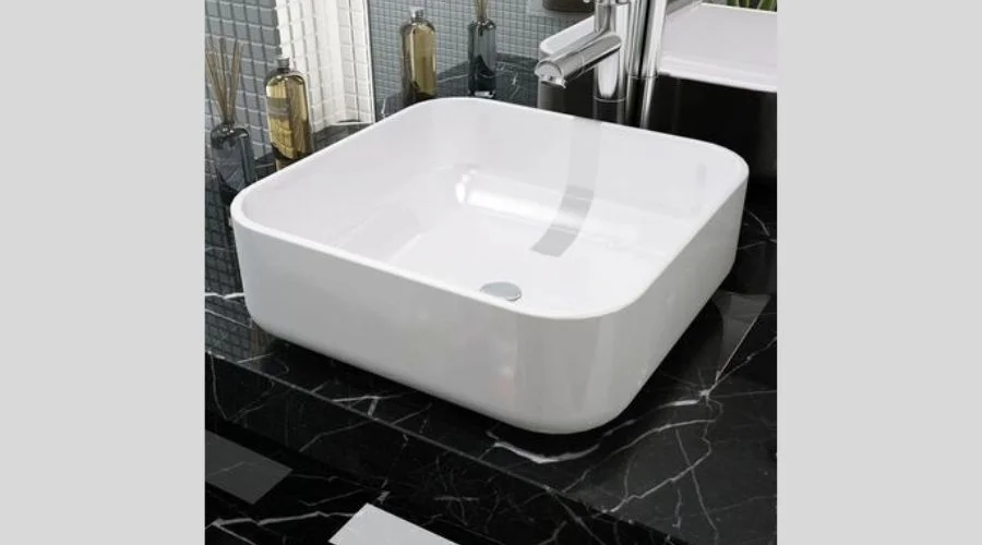Vida XL Basin Square Ceramic White
