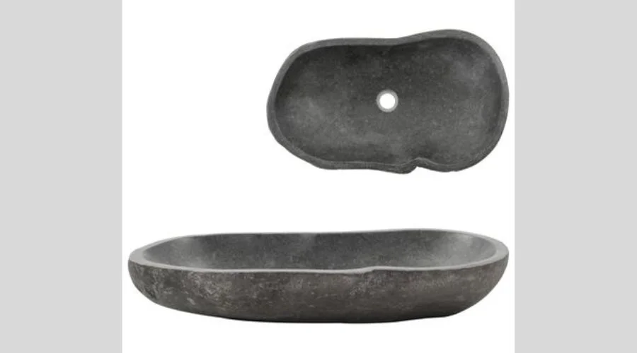 Vida XL Wash Basin River Stone Oval