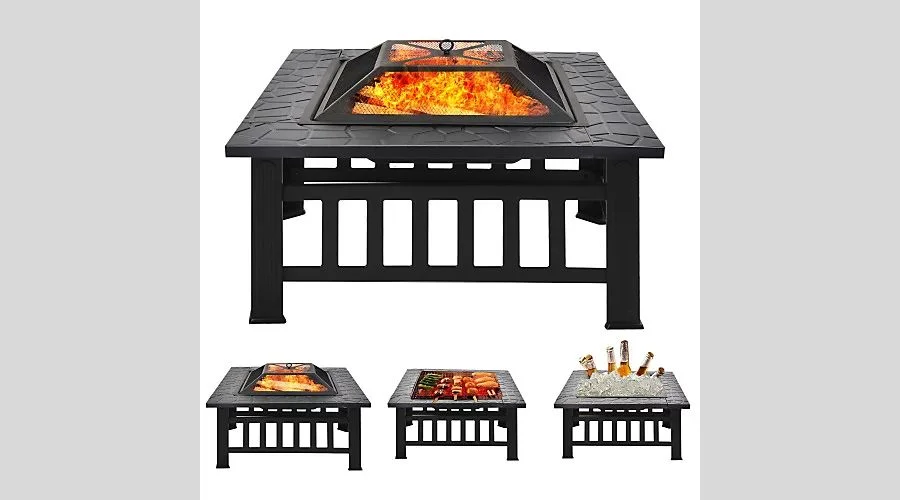 Square Fire Pit Bbq Grill Heater 
