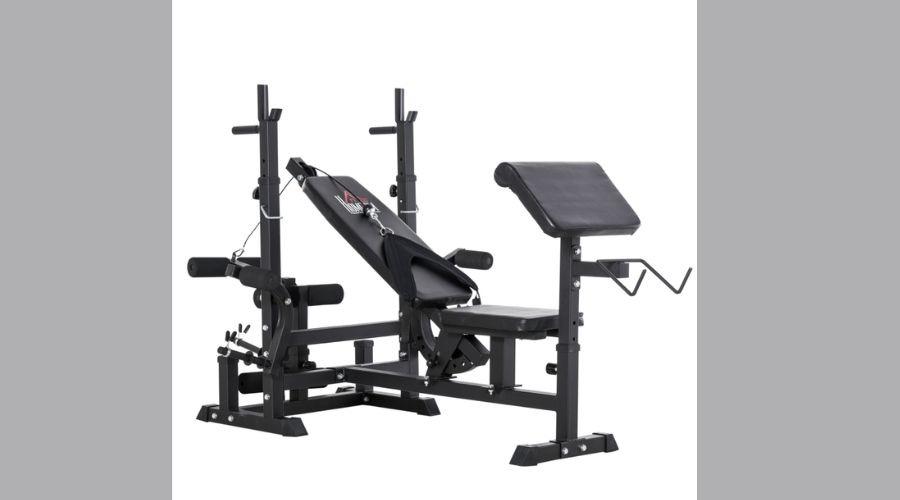 Multi-Position Olympic Home Gym Weight & Bar Rack w/ Chest Fly & Preacher Curls