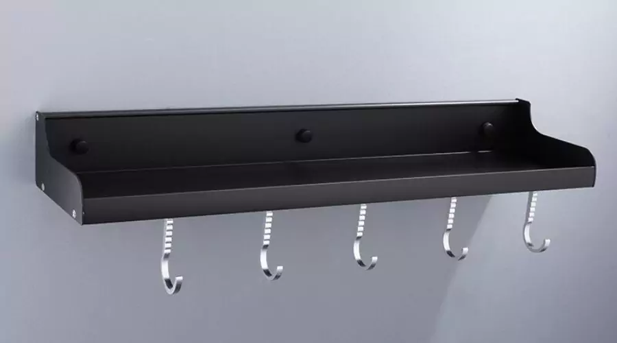 Storage Rack Space Aluminum Bathroom Shelf Black Shelves