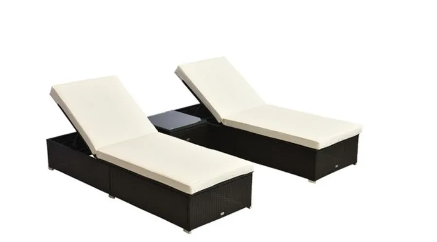 Outsunny Lounge Set 3 Pieces poly rattan