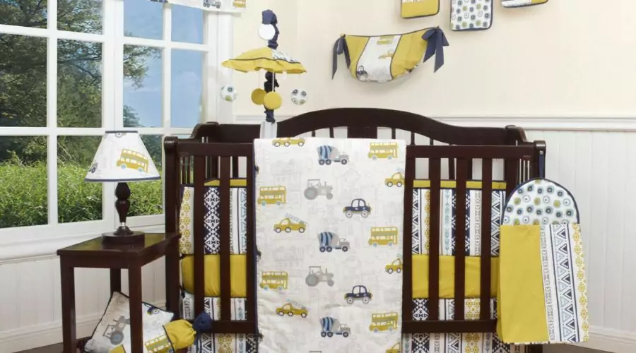 12PCS Bumperless Transportation Cars Baby Nursery Crib Bedding Sets
