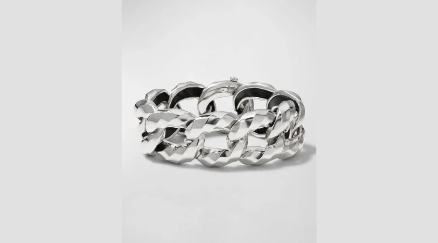 DAVID YURMAN 23mm Cable Edge Link Chain Bracelet in Recycled Sterling Silver 