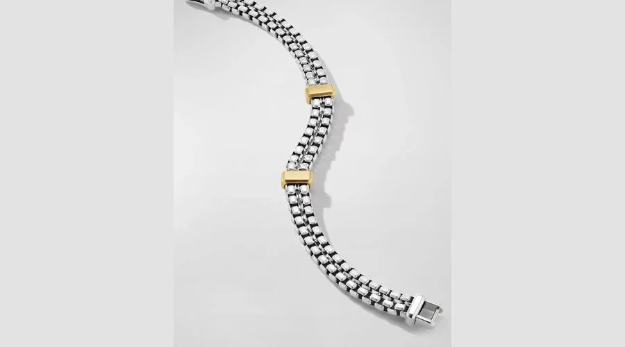 DAVID YURMAN Men's Sterling Silver 18K Yellow Gold Double Box Chain Bracelet 