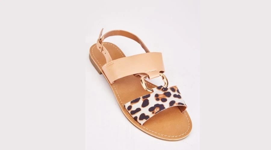Leopard Print Contrast Sandals