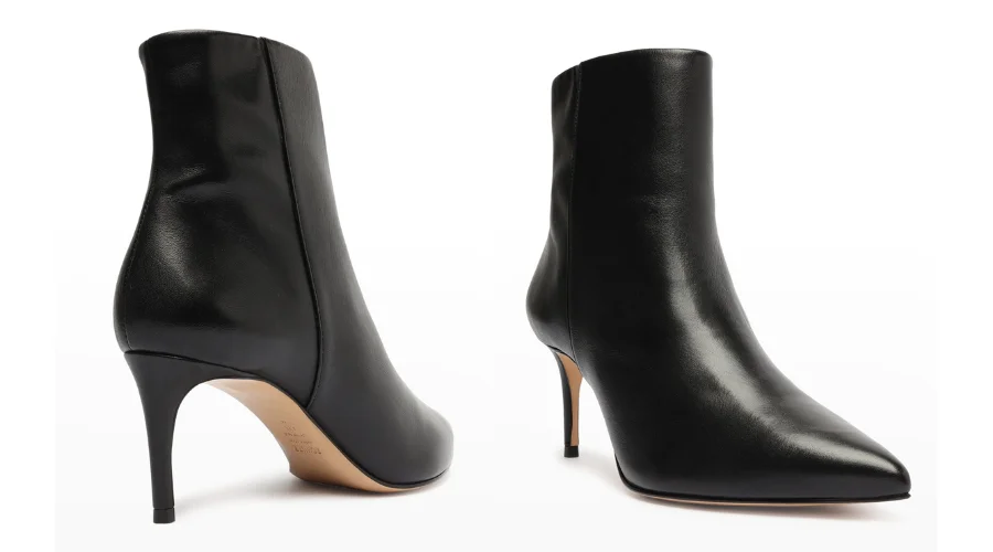 Mikki Mid Leather Pointed-Toe Booties