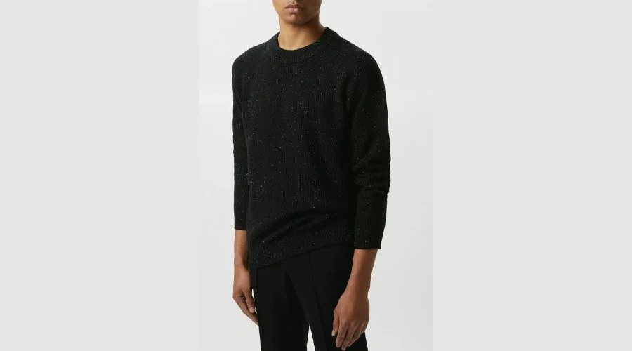 Super Soft Black Crew Raglan Knitted Jumper