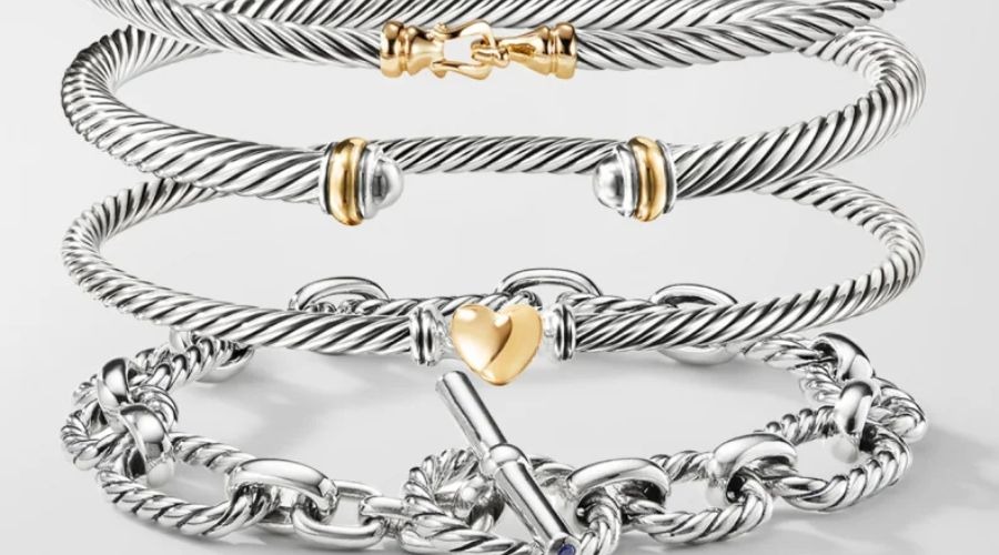 David Yurman Cable Collectibles Heart Bracelet in Silver with 18K Gold, 3mm 