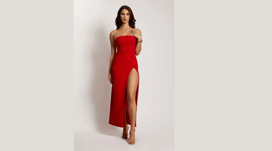 RACHEL Maxi Split Front Dress - Red