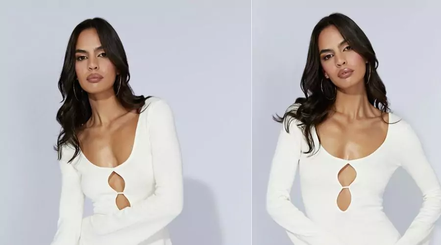Birdie Long Sleeve Knit Mini Dress - White