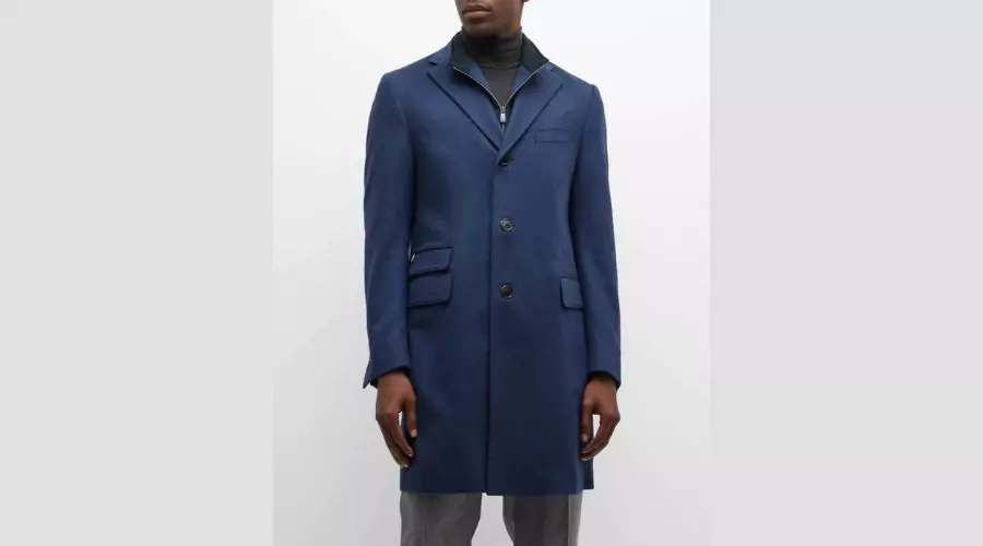 CORNELIANI Men's Solid Wool Topcoat with Liner